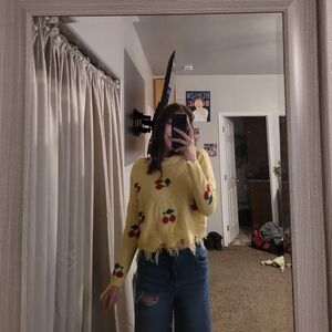 Yellow cherry sweater